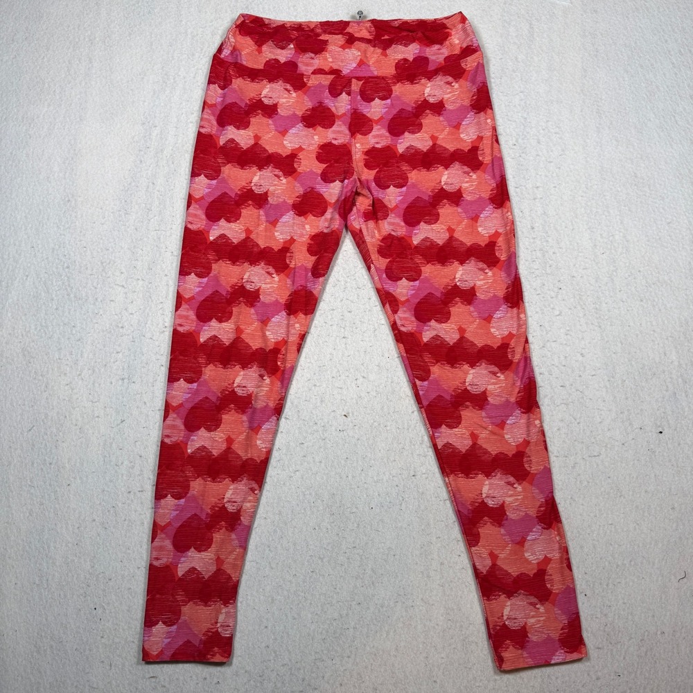 LuLaRoe Tall & Curvy Leggings Red Pink Heart Print Valentine Soft Stretch TC